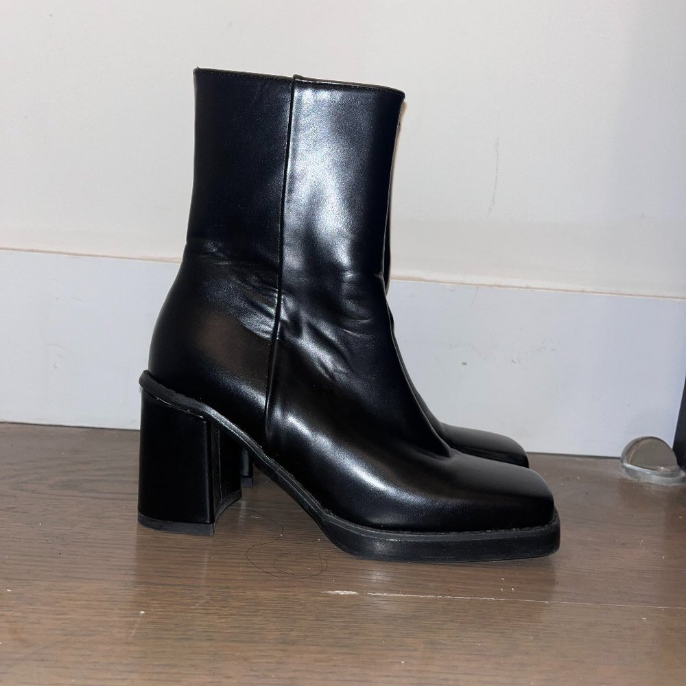 Black booties square toed